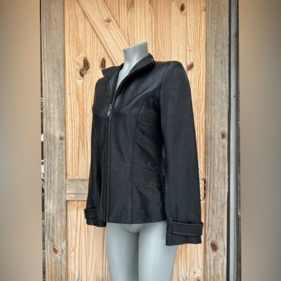 Kenneth Cole Reaction Black Soft Leather Zip Jacket~S~ - Picture 2 of 7